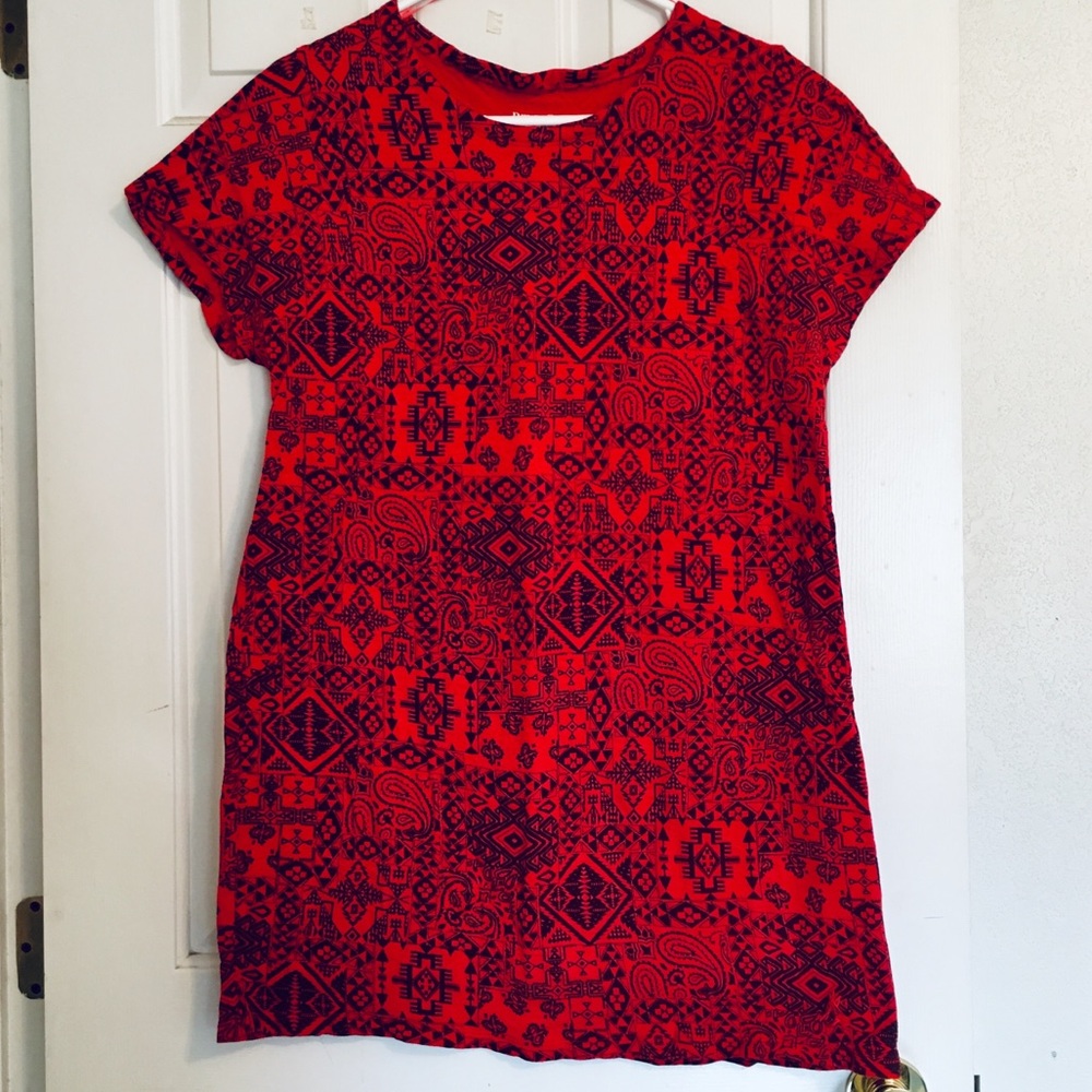 Pendleton | Red Tee Dress with tribal print - L